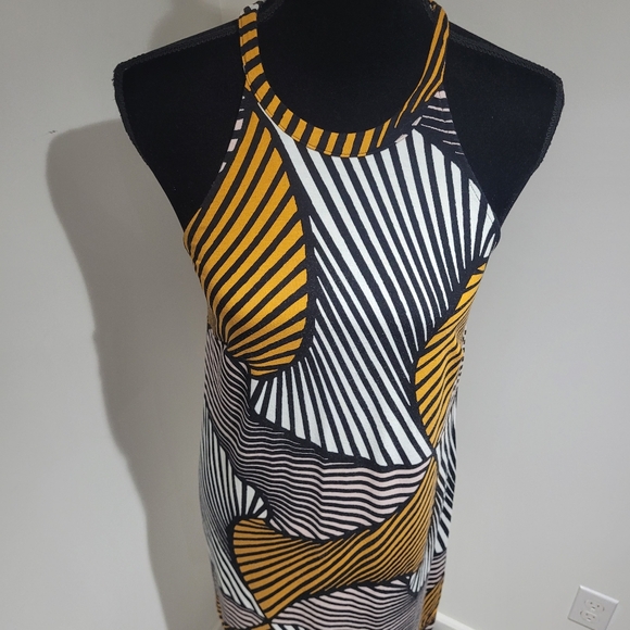 Ann Taylor Women's Graphic Halter Mini Shift Dress Size 2 Black Yellow Colorful - Picture 5 of 10